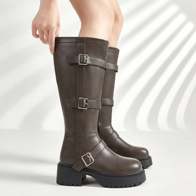 【大きいサイズの靴ランキング】【ふくらはぎゆったり】ブラウンスモーク・ワイドエンジニアブーツ(ふくらはぎ大きいサイズ)