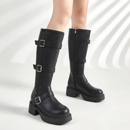 【ふくらはぎゆったり】ブラックスモーク・ワイドエンジニアブーツ(ふくらはぎ大きいサイズ)