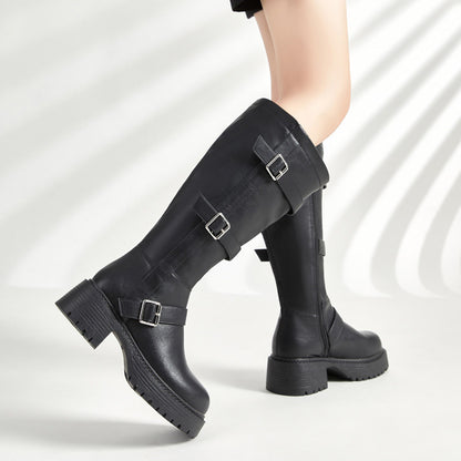 【ふくらはぎゆったり】ブラックスモーク・ワイドエンジニアブーツ(ふくらはぎ大きいサイズ)