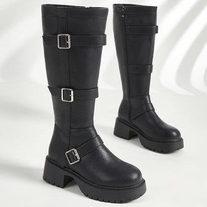 【ふくらはぎゆったり】ブラックスモーク・ワイドエンジニアブーツ(ふくらはぎ大きいサイズ)