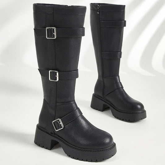 【ふくらはぎゆったり】ブラックスモーク・ワイドエンジニアブーツ(ふくらはぎ大きいサイズ)