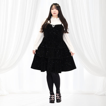 スパークルヴェール・レイヤードキャミワンピセット(LL/3L/4L/5L)