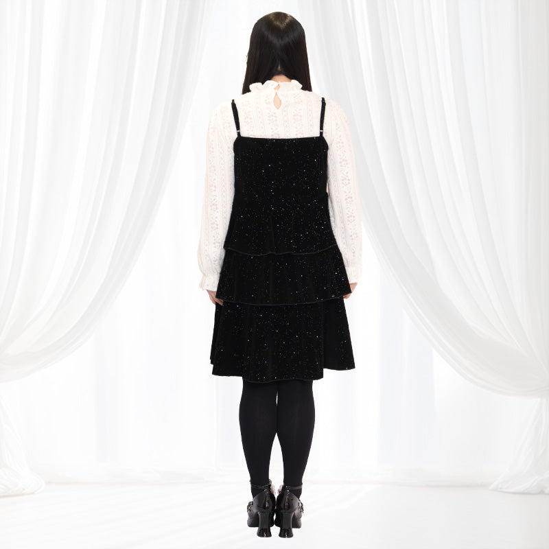 大きいサイズ レディース スパークルヴェール・レイヤードキャミワンピセット(LL/3L/4L/5L)