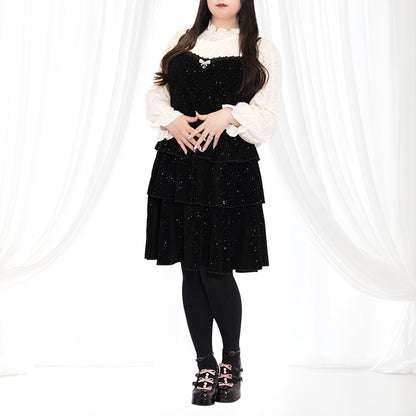 スパークルヴェール・レイヤードキャミワンピセット(LL/3L/4L/5L)