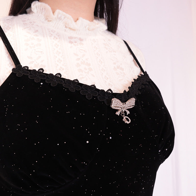 大きいサイズ レディース スパークルヴェール・レイヤードキャミワンピセット(LL/3L/4L/5L)