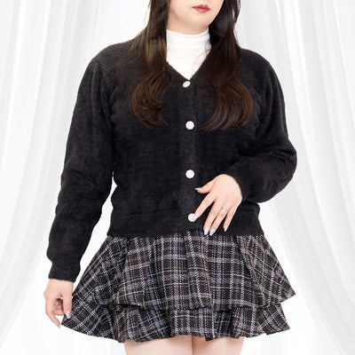 【大きいサイズのアウターランキング】月明りのシャギーニット・ふわもちカーディガン（3L-4L/5L-6L）/Taberunosky（タベルノスキー）