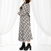 カフェノワール・チェックワンピース（3L/4L/5L/6L）/Taberunosky（タベルノスキー）