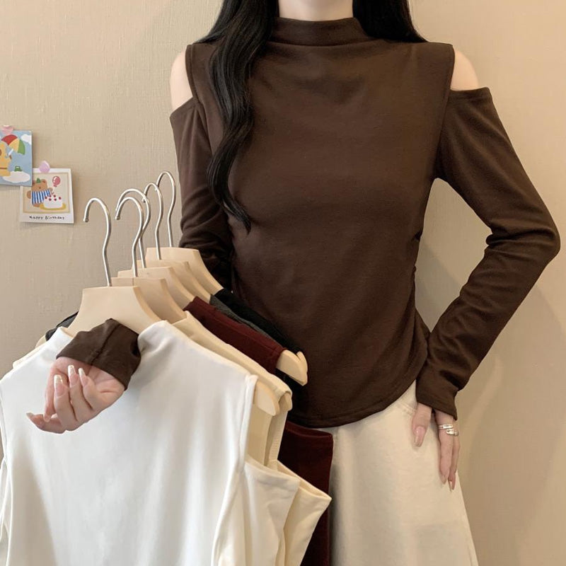 ショルダーリリース・モックネックカットソー(L/LL/3L/4L/5L)