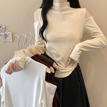 ショルダーリリース・モックネックカットソー(L/LL/3L/4L/5L)