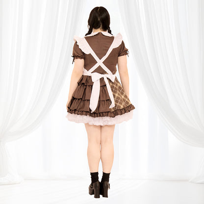 クラシカルチェックの探偵メイドさんコスチューム (M/L/LL/3L/4L/5L/6L)/コスプレ