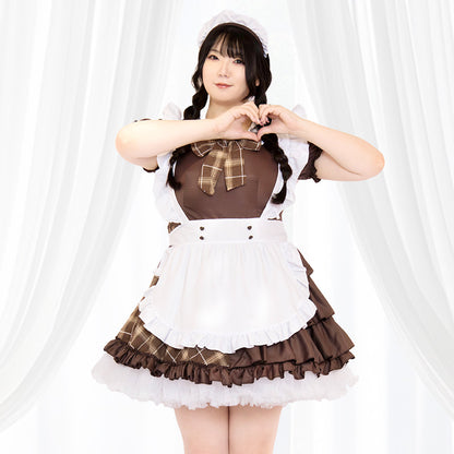 クラシカルチェックの探偵メイドさんコスチューム (M/L/LL/3L/4L/5L/6L)/コスプレ