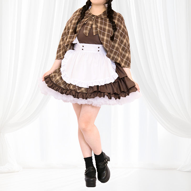 クラシカルチェックの探偵メイドさんコスチューム (M/L/LL/3L/4L/5L/6L)/コスプレ