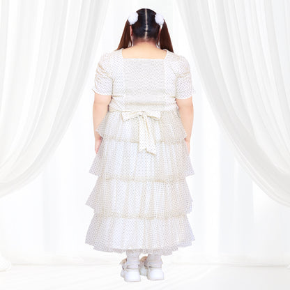 イヴォワール・ドットチュール・バックリボンティアードセットアップ（3L/4L/5L/6L）/Taberunosky（タベルノスキー）