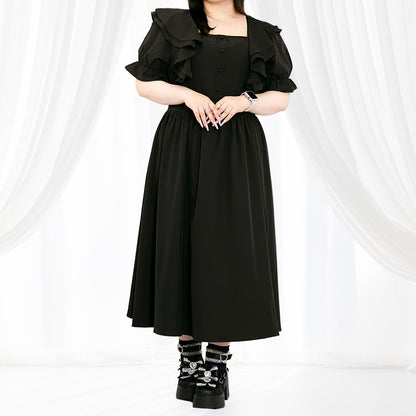 スイートブラックのふわふわメモリーワンピース（3L/4L/5L/6L）/Taberunosky（タベルノスキー）