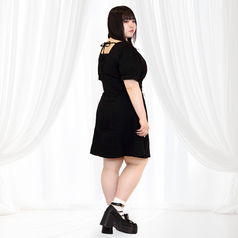 ゴシック編み上げバックルミニ丈ワンピース(3L/4L/5L)/Taberunosky（タベルノスキー）