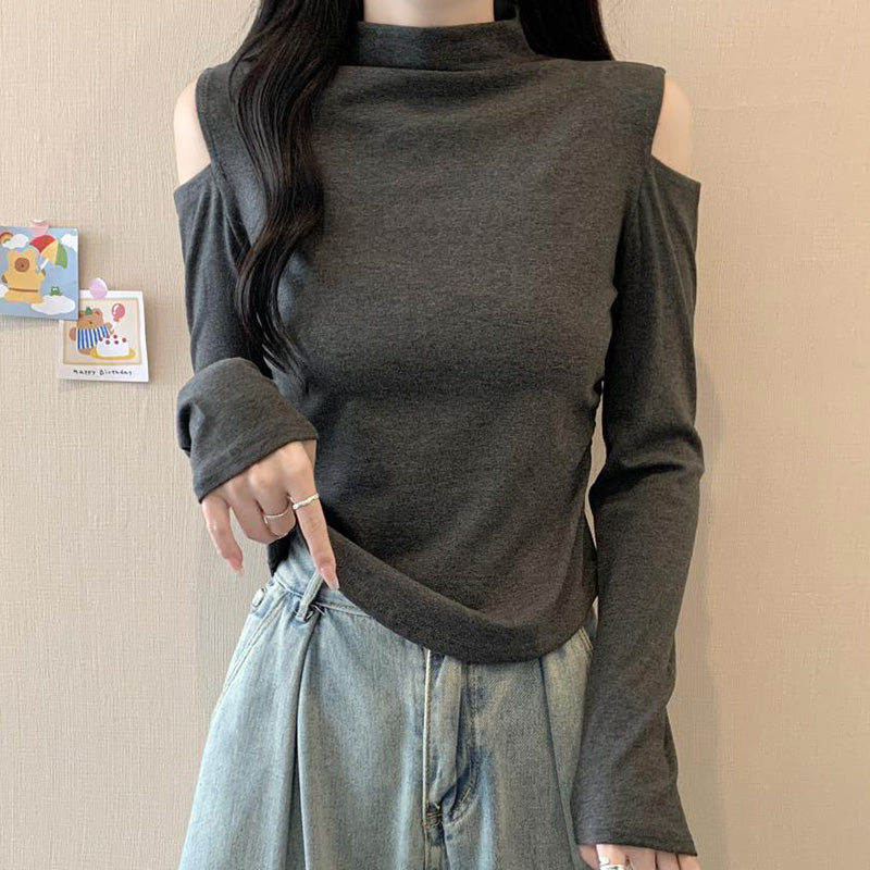 ショルダーリリース・モックネックカットソー(L/LL/3L/4L/5L)