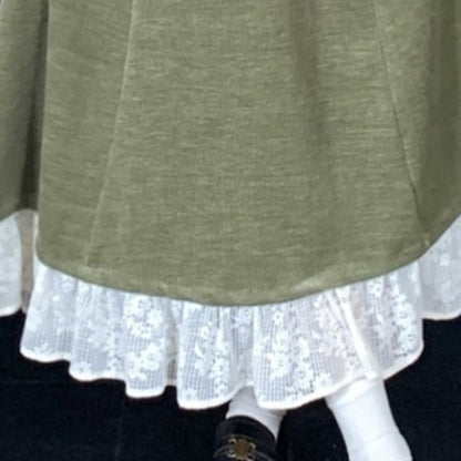 オリーブミルク・レーストリムワンピース(L/LL/3L/4L/5L)