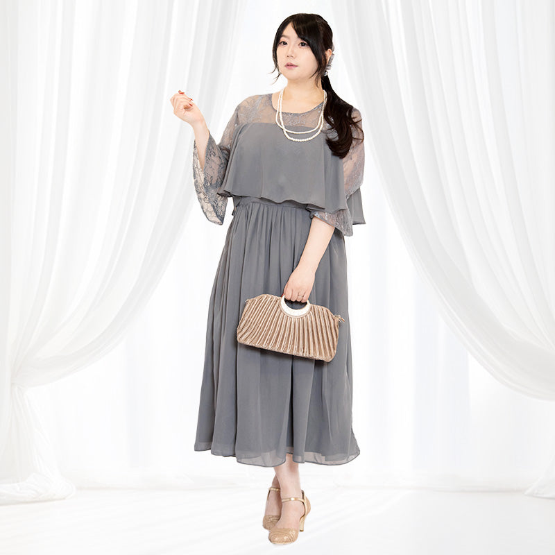 エレーヌ・グレーシフォンレースドレス(3L/4L/5L/6L)オケージョン/結婚式