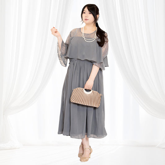 エレーヌ・グレーシフォンレースドレス(3L/4L/5L/6L)オケージョン/結婚式