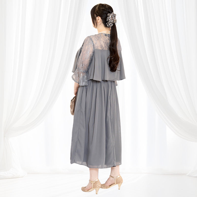 大きいサイズ レディース｜エレーヌ・グレーシフォンレースドレス(3L