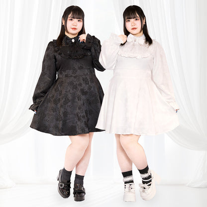 天使ちゃんのジャガードミニ丈ワンピース（3L/4L/5L/6L）/Taberunosky（タベルノスキー）