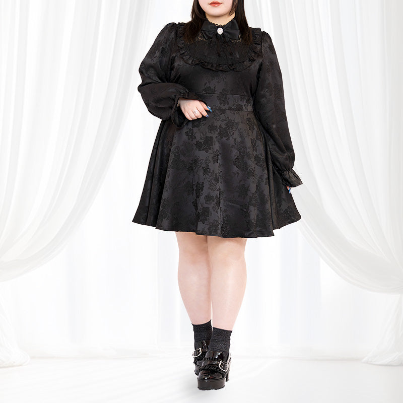 悪魔ちゃんのジャガードミニ丈ワンピース（3L/4L/5L/6L）/Taberunosky（タベルノスキー）