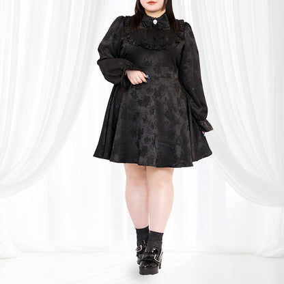 悪魔ちゃんのジャガードミニ丈ワンピース（3L/4L/5L/6L）/Taberunosky（タベルノスキー）
