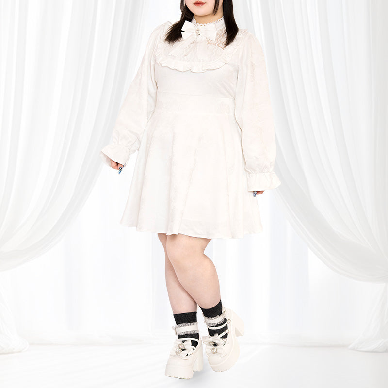 天使ちゃんのジャガードミニ丈ワンピース（3L/4L/5L/6L）/Taberunosky（タベルノスキー）
