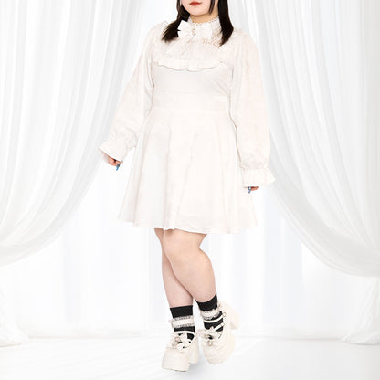 天使ちゃんのジャガードミニ丈ワンピース（3L/4L/5L/6L）/Taberunosky（タベルノスキー）