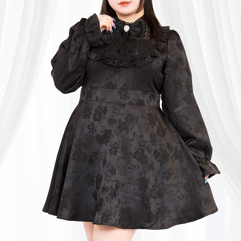 悪魔ちゃんのジャガードミニ丈ワンピース（3L/4L/5L/6L）/Taberunosky