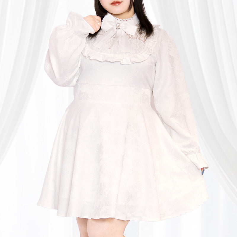 天使ちゃんのジャガードミニ丈ワンピース（3L/4L/5L/6L）/Taberunosky（タベルノスキー）