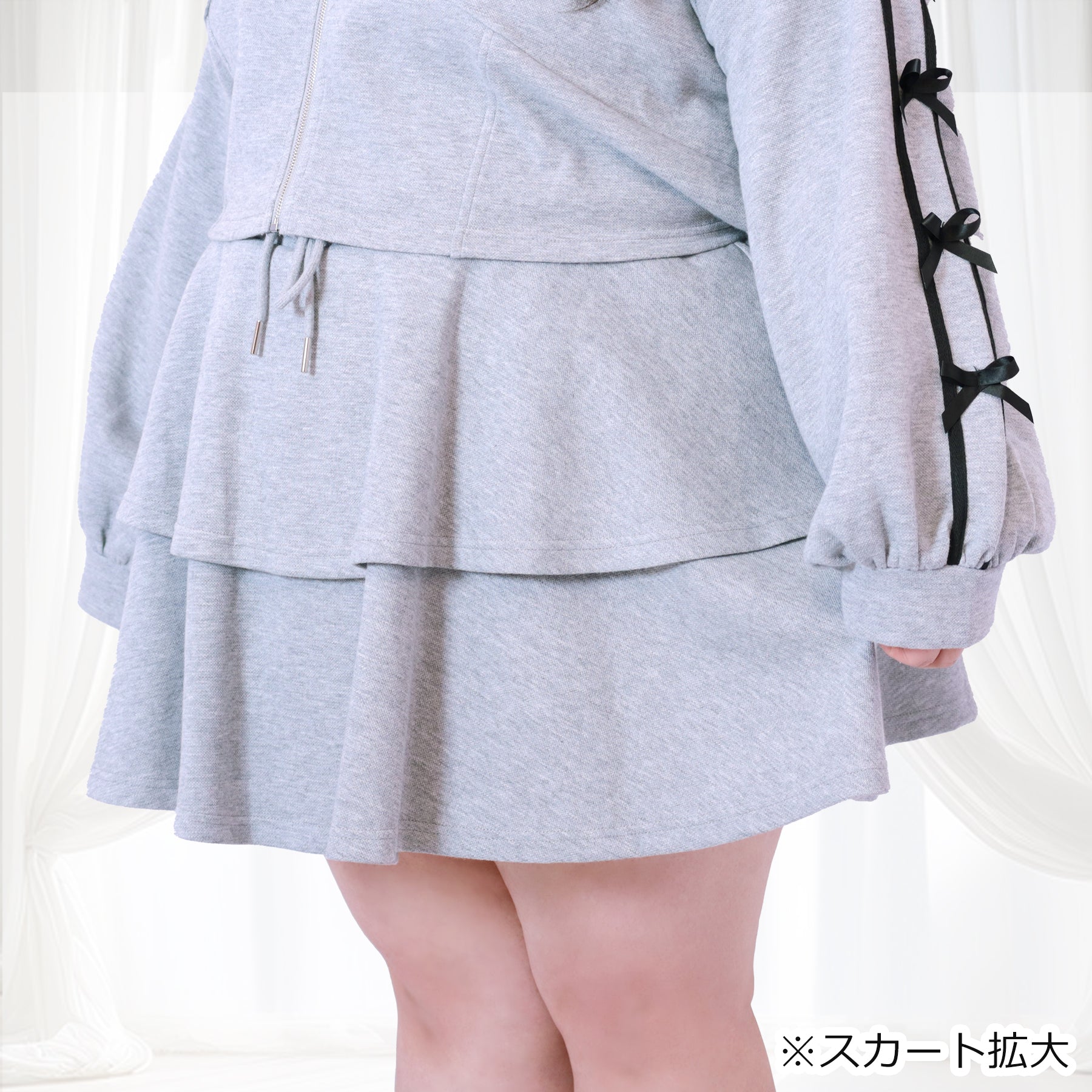 大きいサイズ レディース｜クロップド丈のジャージリボンの