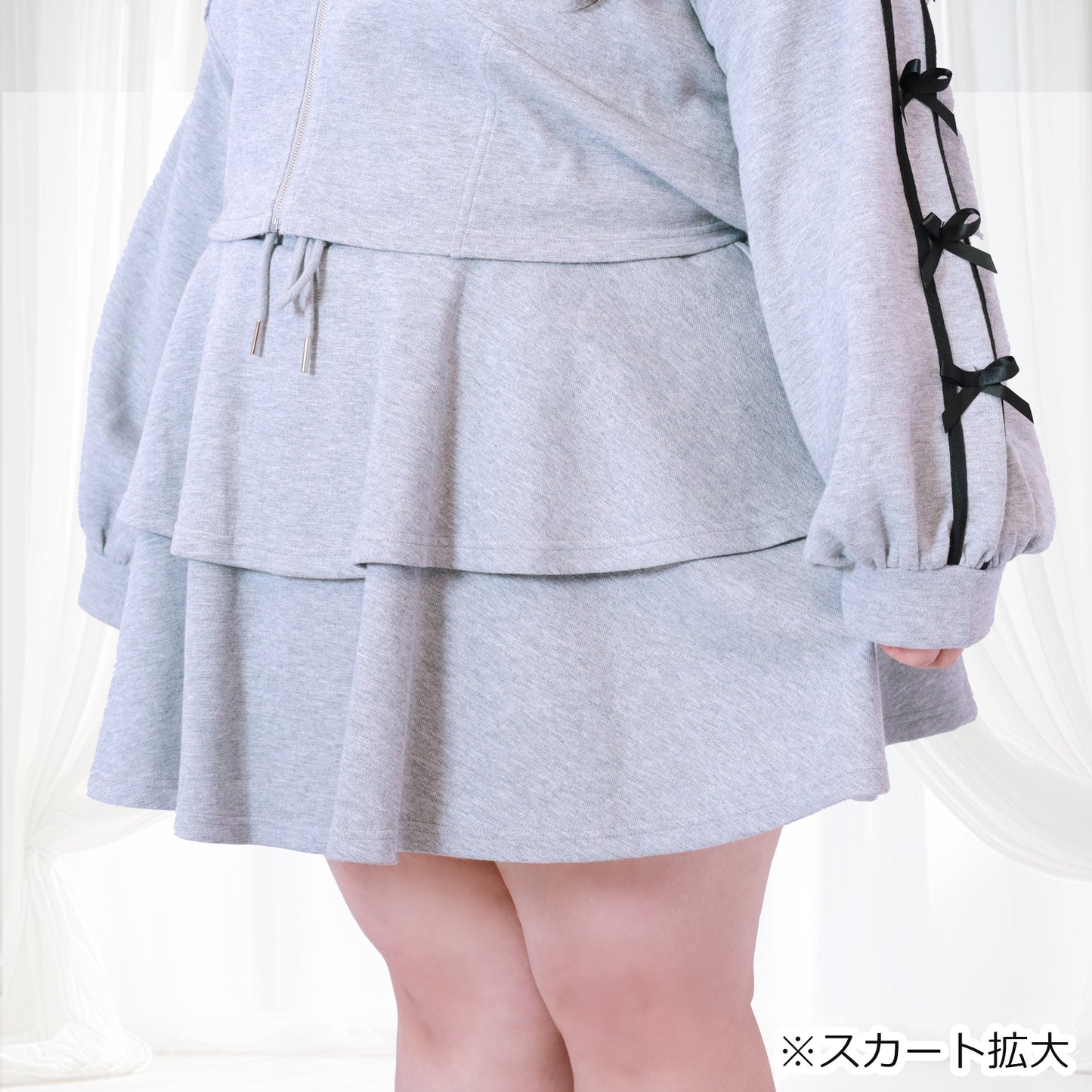 大きいサイズ レディース クロップド丈のジャージリボンのセットアップ(3L/5L)/Taberunosky（タベルノスキー）