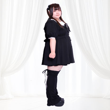 【6月下旬発送】ブラックリボン美脚ロングレッグウォーマー(大きいサイズ3L~5L相当)