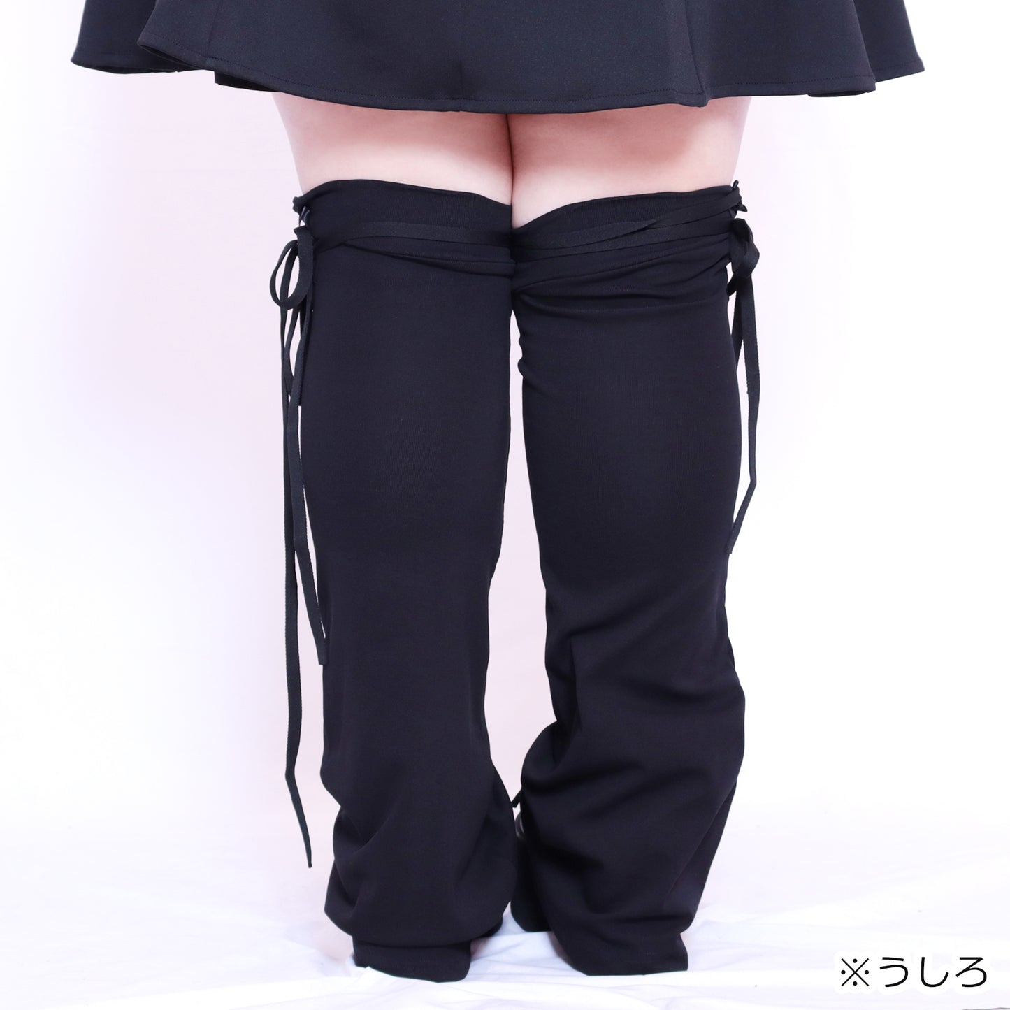 大きいサイズ レディース 【6月下旬発送】ブラックリボン美脚ロングレッグウォーマー(大きいサイズ3L~5L相当)