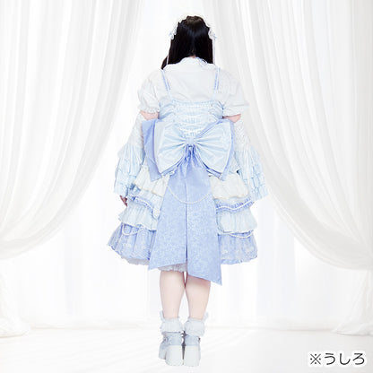 【予約】ローズブルーの祝福レースロリータワンピースドレスセット(3L/4L/5L)