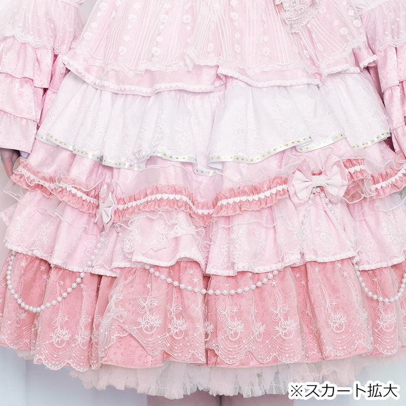 大きいサイズ レディース Rose Pink Blessed Lace Lolita One-Piece Dress Set (3L/4L/5L)