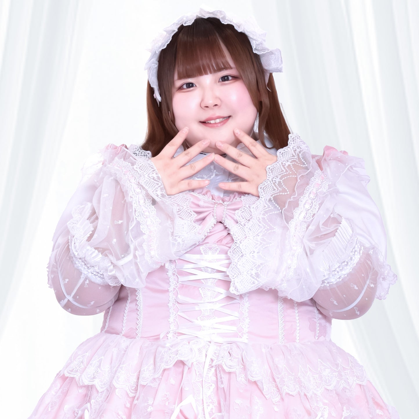 大きいサイズ レディース Moon Dew Lace Milky Lolita One-Piece Dress Set (3L/4L/5L)