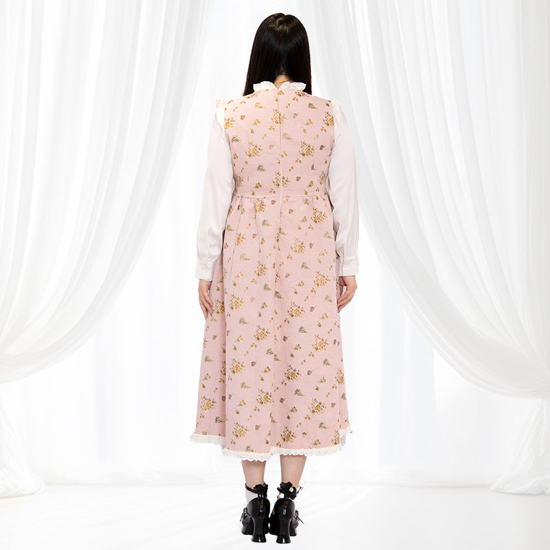 ローズシュガーのアンティークリボンロング丈ワンピ（3L/4L/5L）/Taberunosky（タベルノスキー）