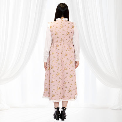 ローズシュガーのアンティークリボンロング丈ワンピ（3L/4L/5L）/Taberunosky（タベルノスキー）