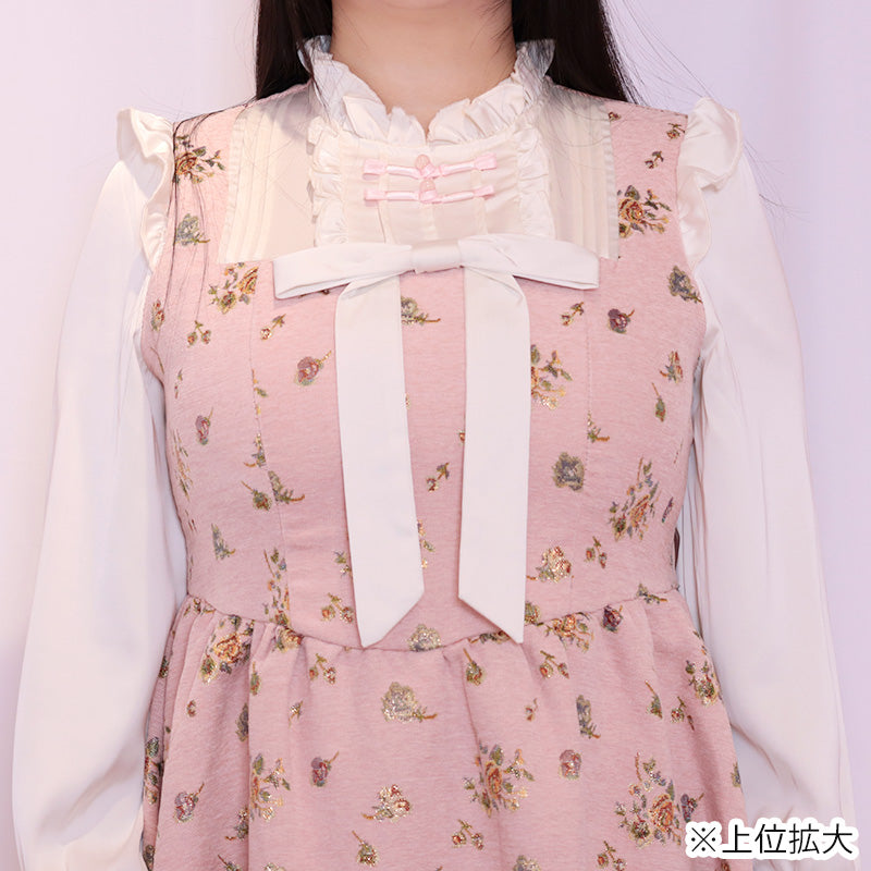 ローズシュガーのアンティークリボンロング丈ワンピ（3L/4L/5L）/Taberunosky（タベルノスキー）