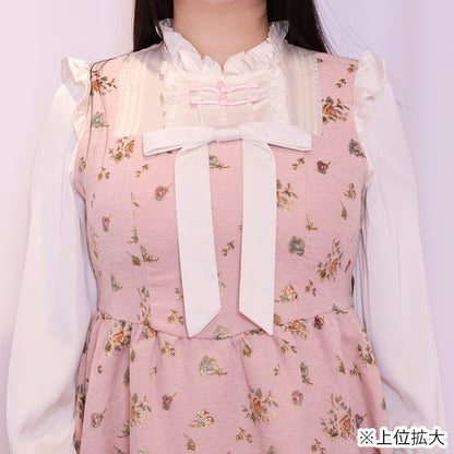 ローズシュガーのアンティークリボンロング丈ワンピ（3L/4L/5L）/Taberunosky（タベルノスキー）