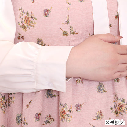 ローズシュガーのアンティークリボンロング丈ワンピ（3L/4L/5L）/Taberunosky（タベルノスキー）