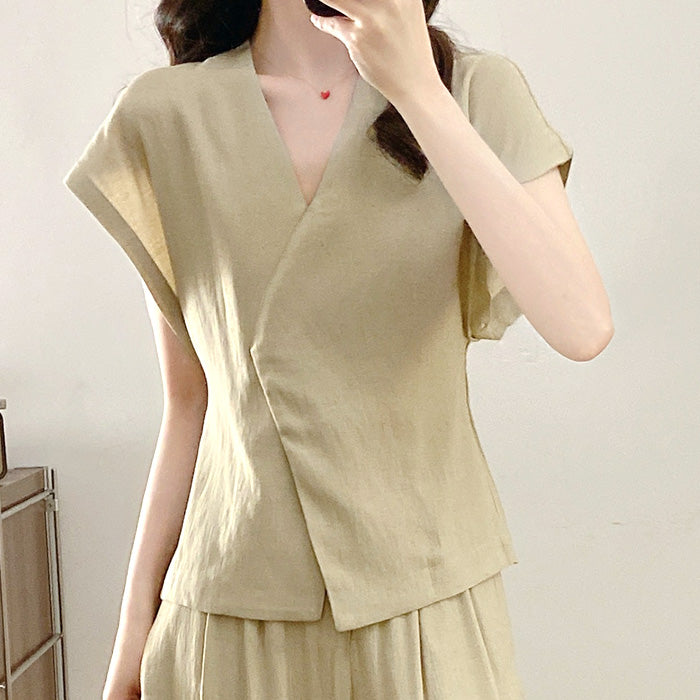 大きいサイズ レディース Summer pants set-up for a slim look (L/LL/3L/4L/5L)