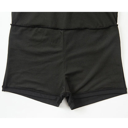 黒花クロスのサマーレイクスイムワンピース・水着(L/LL/3L/4L/5L/6L)