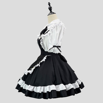 デイジー刺繍エプロンのメイド服・ハロウィン・コスプレ(M/L/LL/3L/4L/5L/6L)