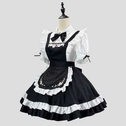 デイジー刺繍エプロンのメイド服・ハロウィン・コスプレ(M/L/LL/3L/4L/5L/6L)
