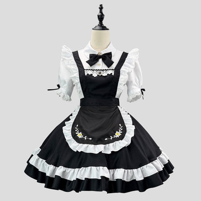 デイジー刺繍エプロンのメイド服・ハロウィン・コスプレ(M/L/LL/3L/4L/5L/6L)