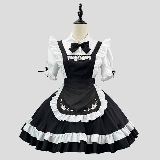 デイジー刺繍エプロンのメイド服・ハロウィン・コスプレ(M/L/LL/3L/4L/5L/6L)