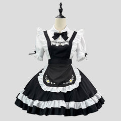 デイジー刺繍エプロンのメイド服・ハロウィン・コスプレ(M/L/LL/3L/4L/5L/6L)